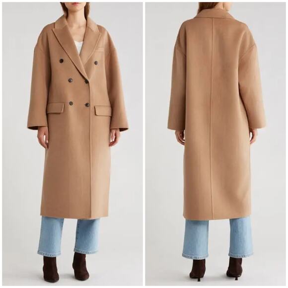 Reiss Jackets & Blazers - NEW Reiss Double Breasted Wool Blend Coat Camel